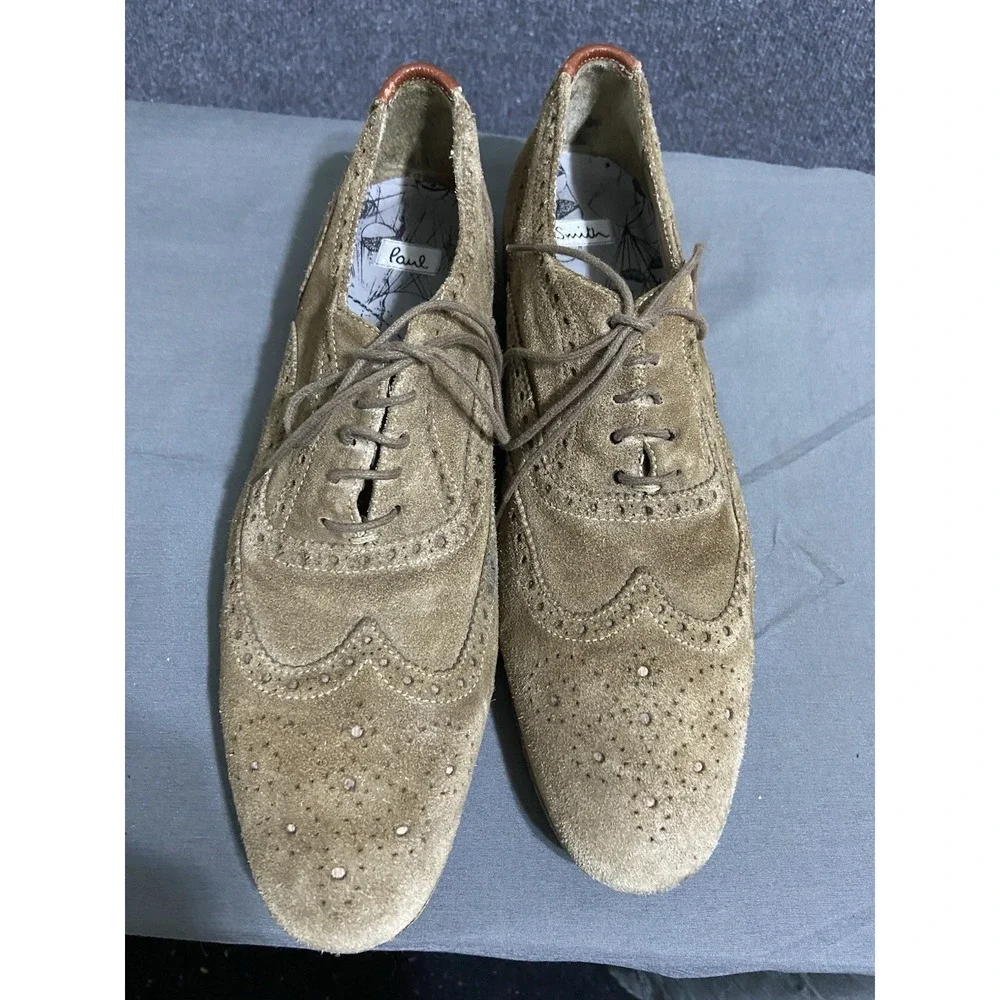 Paul Smith Brogue Shoes Men‎ Sand Size 7 Lace Up Oxford Detail Formal Suede